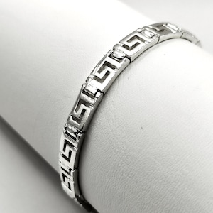 Ancient Greek Key Meander Silver Bracelet