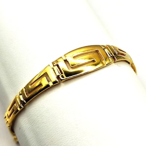 Ancient Greek Key Meander Silver Gold Plated Bracelet