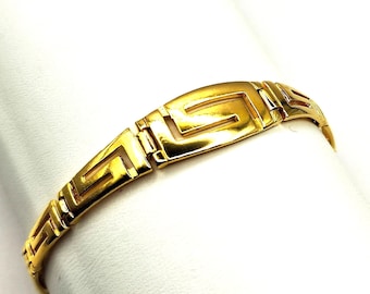 Ancient Greek Key Meander Silver Gold Plated Bracelet