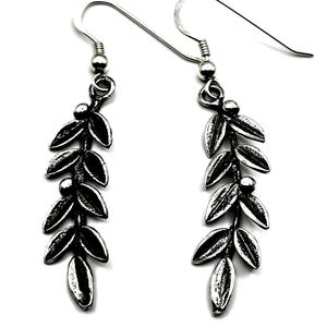 Handmade Silver 925 Olive Leaf Dangle Earrings For Women
