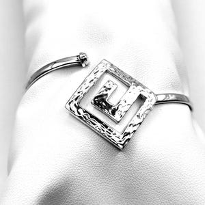 Handmade Ancient Greek Key Meander Sterling Silver 925 Cuff Bracelet