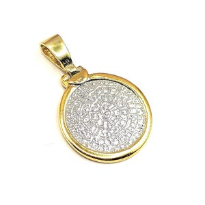 Greek Phaistos Disc Coin Silver Two Tone Pendant