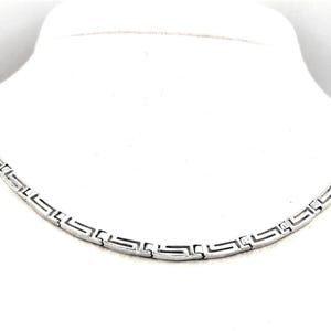 Greek Key Meander Silver Necklace in Handmade