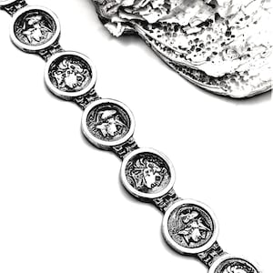 Handmade Silver 925 Ancient Greek Coin Athena Alexander the Great Bracelet