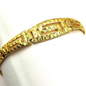 Greek Key Meander Silver Gold Plated Bracelet in Handmade