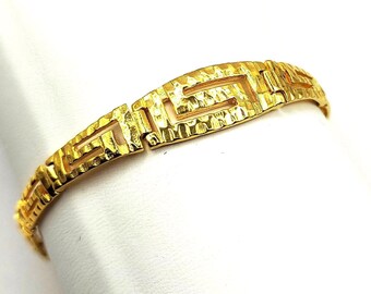 Greek Key Meander Silver Gold Plated Bracelet in Handmade