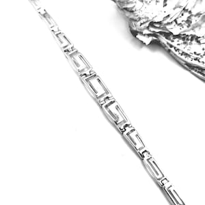 Greek Key Meander Silver 925 Link Bracelet