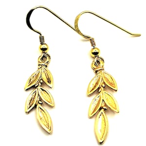Greek Olive Leaf Silver Gold Plated Dangle Earrings For Women
