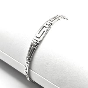 Handmade Ancient Greek Key Meander Silver 925 Link Bracelet