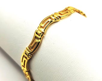 Handmade Silver 925 Gold Plated Greek Key Bracelet