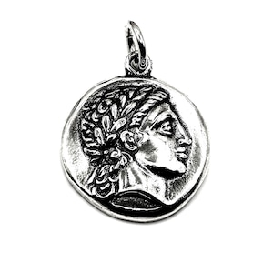 Ancient Greek God Apollo Silver Pendant