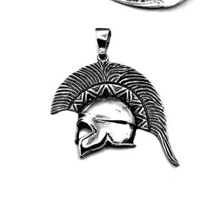 Handmade Ancient Greek Spartan Helmet Warrior Silver 925 Pendant