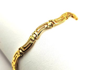 Ancient Greek Key Meander Silver Gold Plated Bracelet