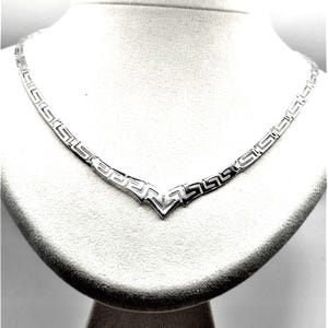Meander Greek Key Silver Necklace in Handmade