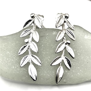 Handmade Olive Leaf Silver Stud Earrings For Women