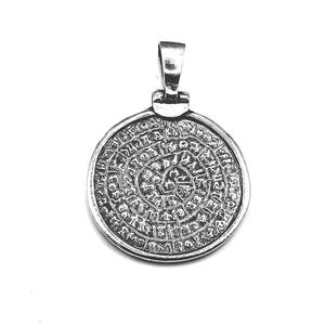 Handmade Ancient Greek Phaistos Disc Coin Silver 925 Pendant
