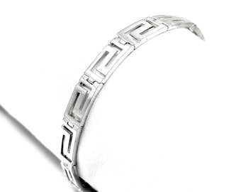 Handmade Ancient Greek Key Meander Silver Bracelet