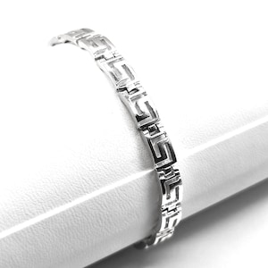 Ancient Greek Key Meander Silver 925 Bracelet in Handmade