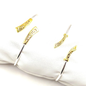 Greek Key Meander Silver Two Tone Cuff Bracelet For Women