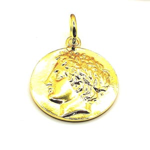 Handmade God Apollo Coin Silver Gold Plated Pendant