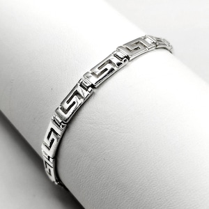 Meander Greek Key Silver Bracelet