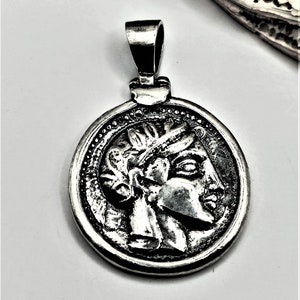 Handmade Greek Goddess Athena Coin Silver Pendant - Etsy