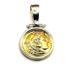 Ancient Greek Alexander the Great Coin Silver Pendant