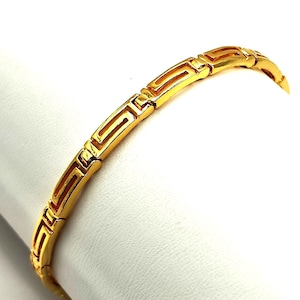 Greek Key Meander Silver Gold Plated Bracelet in Handmade