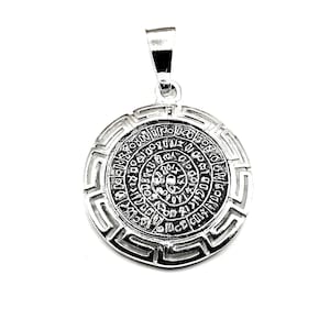 Phaistos Disc Silver Pendant with Greek Key Meander