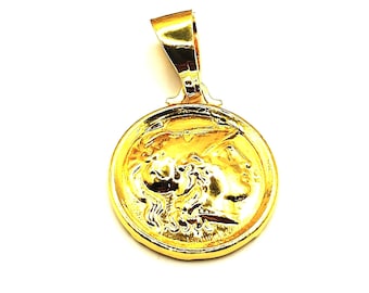 Athena Pendant, 24k Gold Plated Sterling Silver Ancient Greek Coin