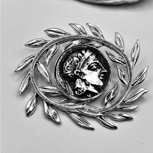 Handmade Goddess Athena Silver Pendant With Olive Wreath - Etsy