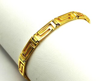 Ancient Greek Key Meander Silver Gold Plated Bracelet