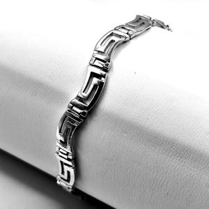 Ancient Greek Key Meander Sterling Silver Bracelet