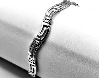 古代ギリシャの鍵模様をデザインしたヴィンテージ シルバー 