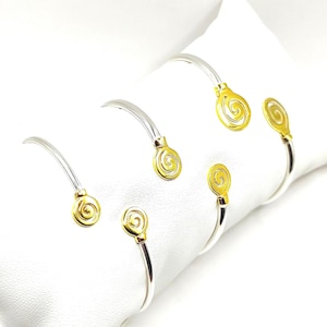 Handmade Spiral Silver 925 Two Tone Cuff Bracelet For Women
