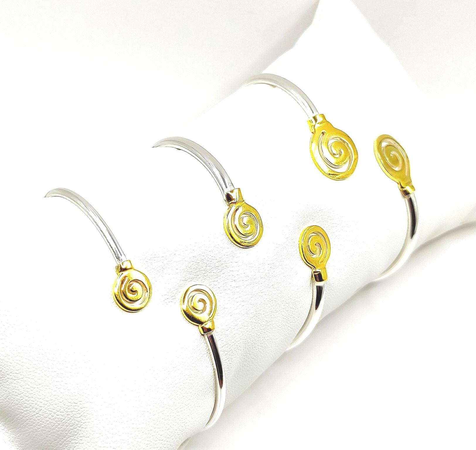Handgemachte Spirale Silber 925 zweifarbige Manschette Armband für Frauen