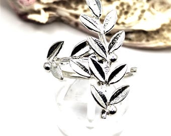 Olive Leaf Branch Silver 925 Ring For Women