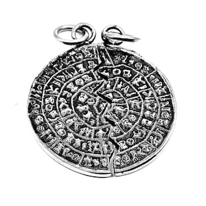 Greek Phaistos Disc Coin Silver Pendant