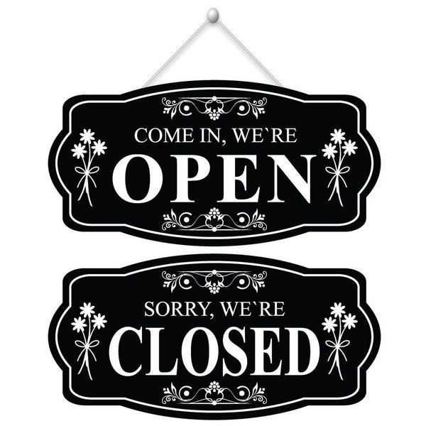 Open and Closed Sign for Door or Wall 10" x 5", Easy to Mount Plastic Sign, Open and Closed Sign for Business, Double Sided PVC Sign