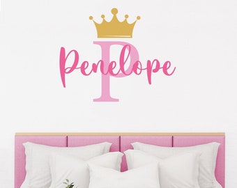 Personalized Princess Name Wall Decal - Custom Name Princess Wall Sticker - Vinyl Decal Personalized Name Monogram