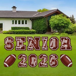 Football Yard Signs 2026, Senior Night Lawn Decorations with Stakes, Graduation Class of 2026 Outdoor Sport Party Garden Patio Yard Décor