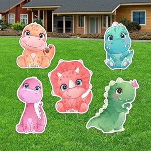 Baby Dinosaur Party Decorations, Iggy Dinosaur Cutouts, Yard Signs, Party Props, Centerpieces Backdrop for Baby Shower And Birthday Party