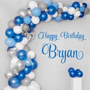 Personalized Happy Birthday Name Wall Decal, Happy Birthday Party Backdrop Custom Name Sticker, Vinyl Decal Happy Birthday for Balloon Arch