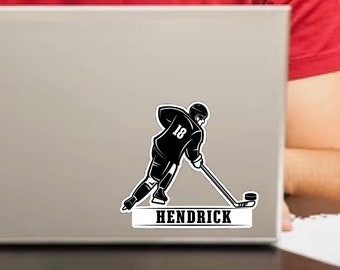 Custom Hockey Stickers - Personalized Hockey Vinyl Stickers, Hockey Team Stickers, Hockey Boy Number Stickers, Hockey Gift Stickers