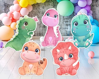 Baby Dinosaur Party Decorations, Iggy Dinosaur Cutouts, Yard Signs, Party Props, Centerpieces Backdrop for Baby Shower And Birthday Party