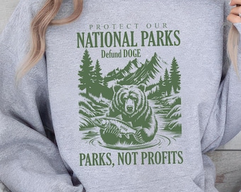 Support National Parks Hoodie, Subtle Anti-Trump Sweatshirt, Anti-Elon Long Sleeve Tee, Yosemite Joshua Tree Park Shirt, Nature Conservation