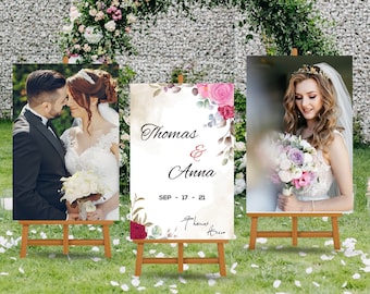Pack of 3 Custom Wedding Foam Board Poster Sign 24" x 36" - Wedding & Event Custom Printing Foamcore Sign, Welcome Sign, Announcement Sign