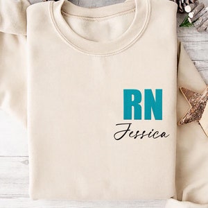 Embroidered Personalized Nurse Sweatshirt, Custom RN Hoodie, BSN Shirt, Nursing Student Long Sleeve Shirt, LPN Cma Aprn Graduation Gift