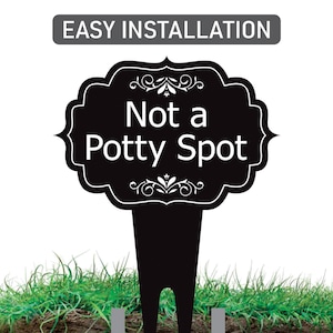 Not a Potty Spot Yard Sign 10” x 14” - Rust-free Aluminum Dog Poop Sign for Lawn, Please Clean Up After Your Dog Sign with Integrated Stake