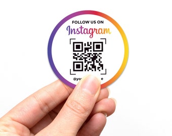 Instagram Custom Business QR Code Circle Stickers - Personalized Instagram Round QR Code Business Stickers - 2" x 2" - Pack of 20
